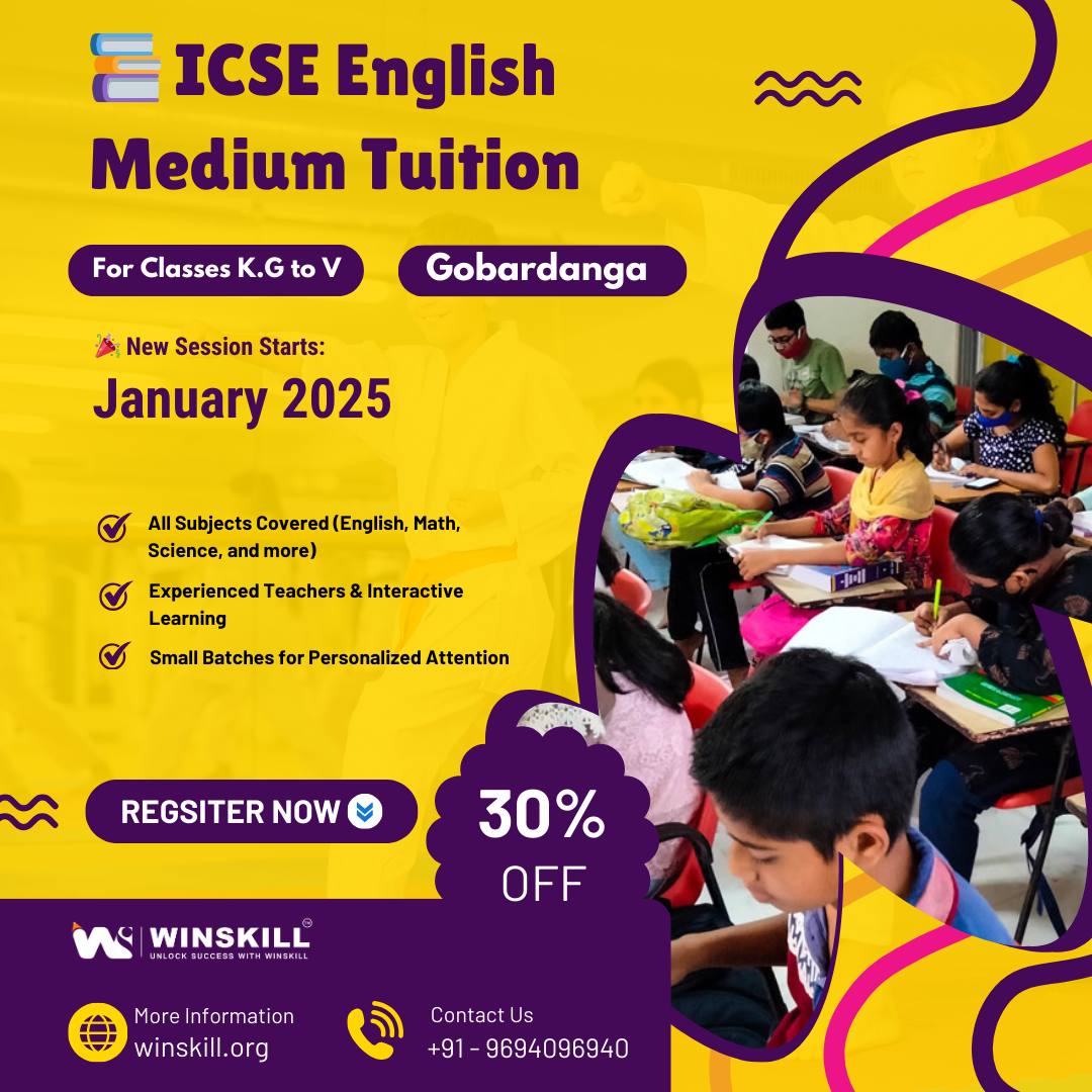 WINSKILL Academy: The Best ICSE English Medium Tuition for Class K.G to Class V in Gobardanga